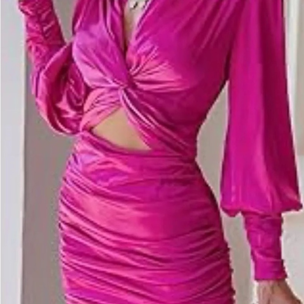 Elegant Pink Ruched Dress